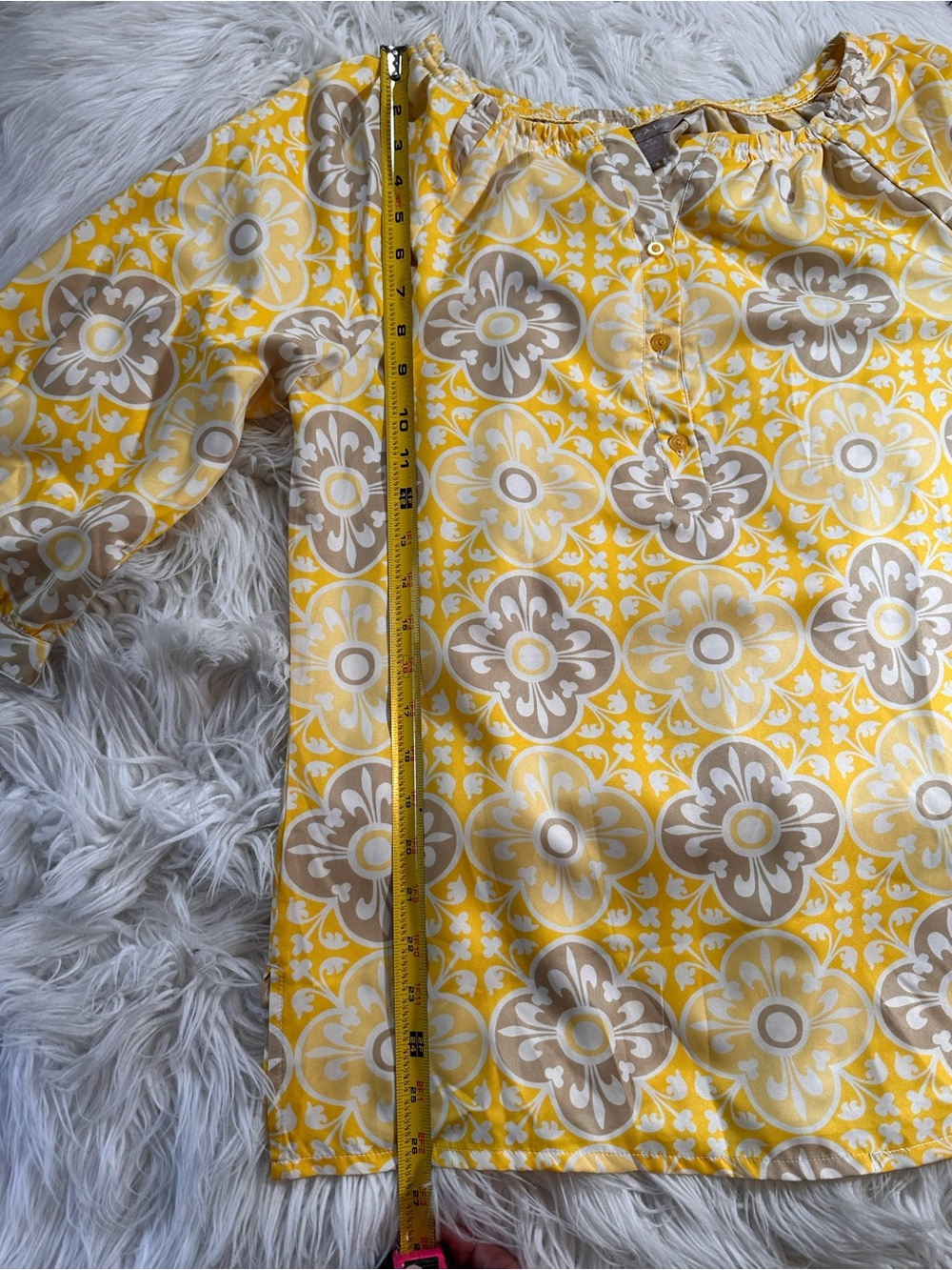 White Stag • Y2K Art Deco Sunny Yellow Floral Tunic - Picture 8 of 12